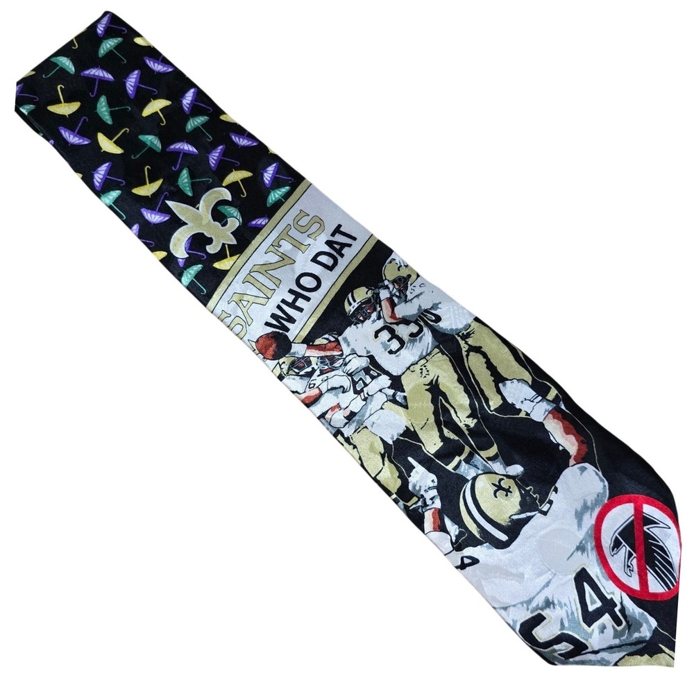 Vintage 1992 New Orleans Saints NFL Silk Tie Who Dat NFC West Champions USA Made